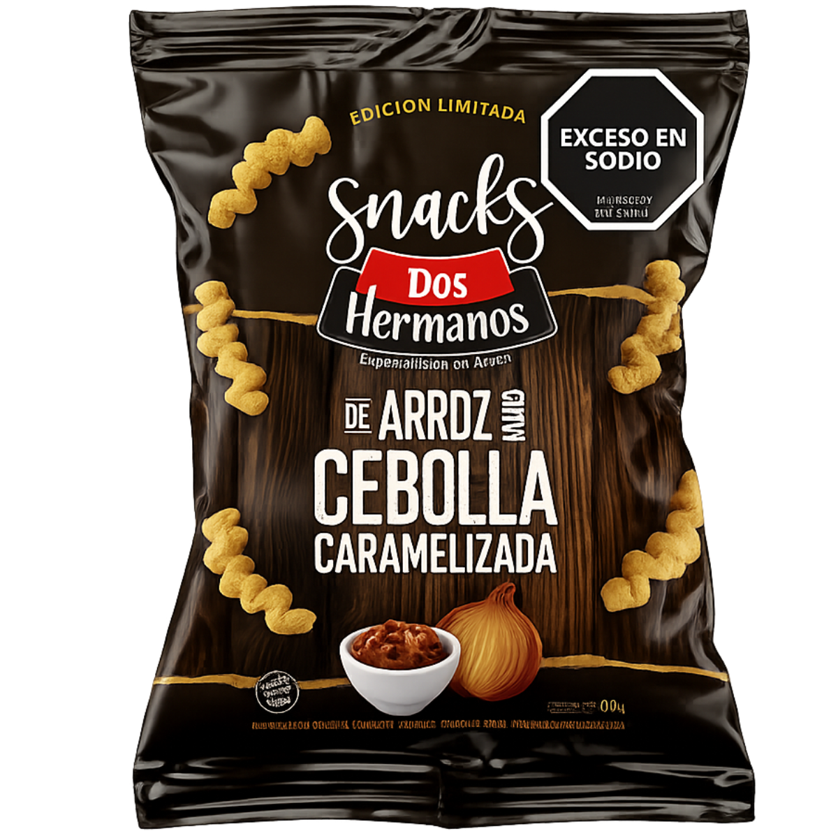 Snacks de Arroz Discos Cebolla Caramelizada x80grs